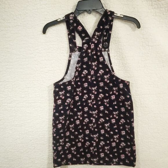 Children's Place Girl's Corduroy Jumper Dress, Black w/Pink Floral, Size 10 - Picture 2 of 14